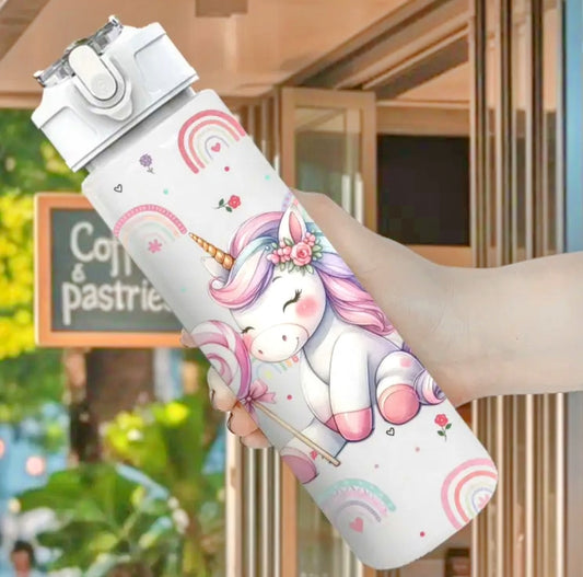 Unicorn Candy & Rainbow Water Bottle – Plastic