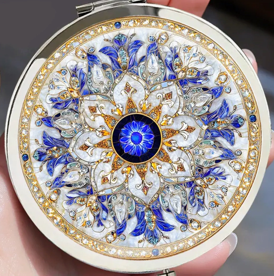 Elegant Blue Floral and Gemstone