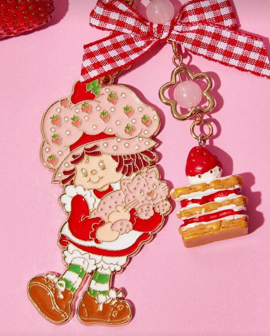 Strawberry Shortcake Bag Charm with Slice of Cake 🍓