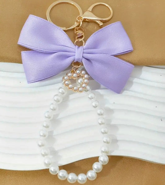 Women’s Elegant Bow & Beaded Bag Charm – European Style Accessory