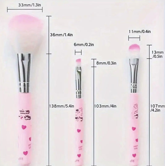 Hello Kitty Pink Cartoon Makeup Brush Set – 7 Piece