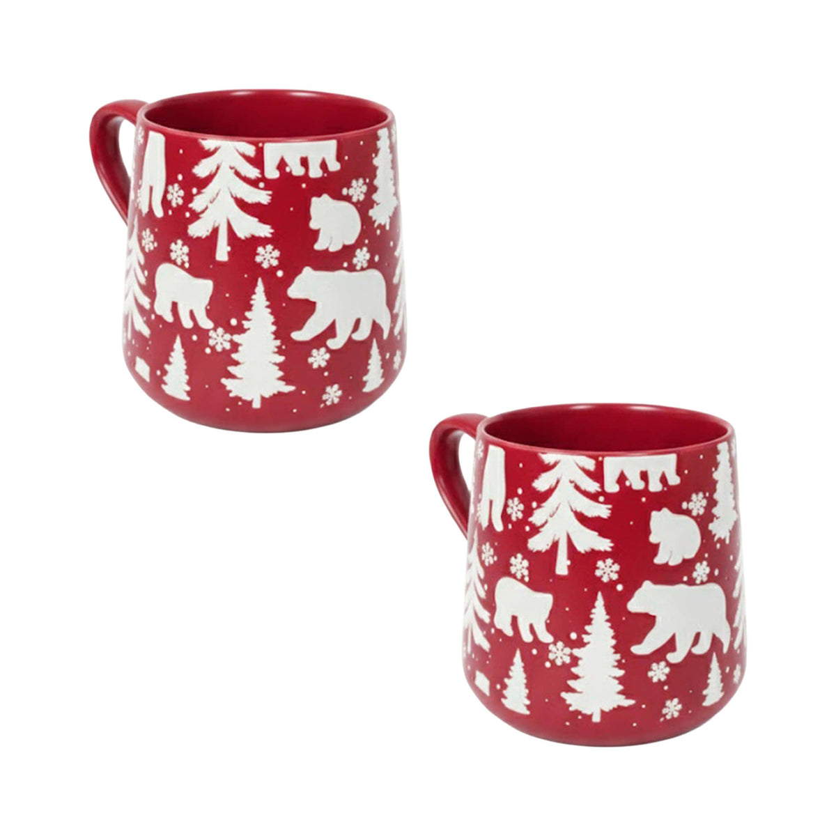 15.5 oz CERAMIC MUG BEARS & TREES ENGRAVED