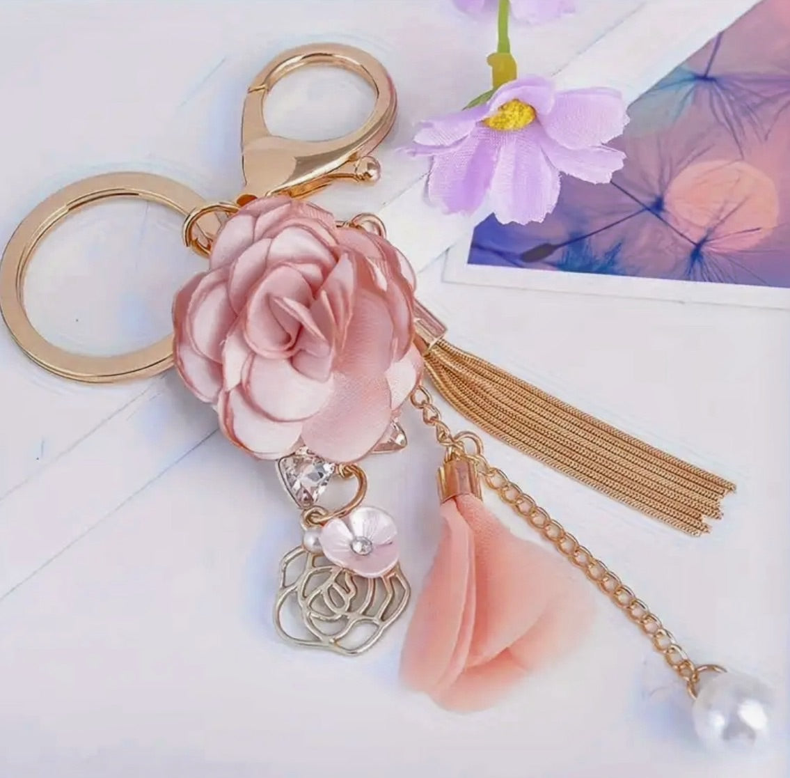 Fresh Floral Tassel Bag Charm