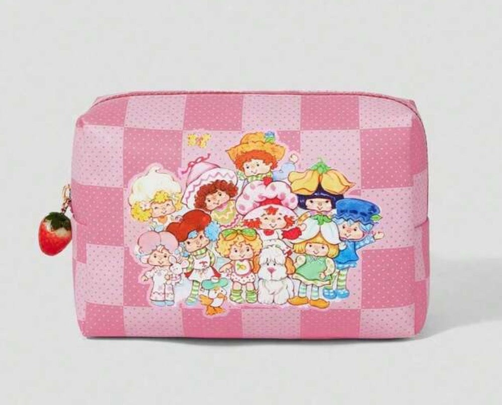 Strawberry Shortcake & Friends Pink Plaid Makeup Bag