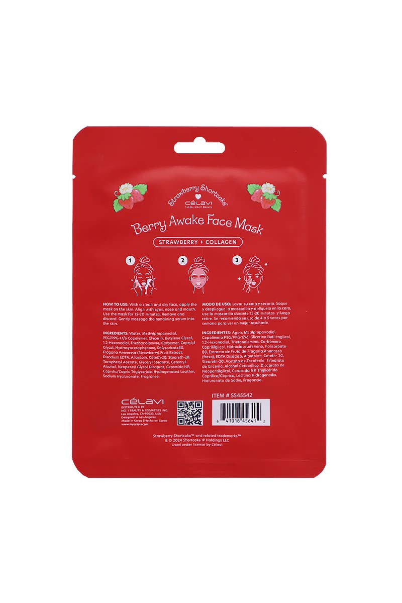 Strawberry Shortcake - Strawberry + Collagen Sheet Mask - 5 pcs Set