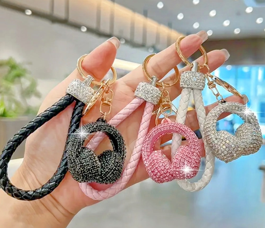Braided Rope Rhinestone Headphone Bag Charm
