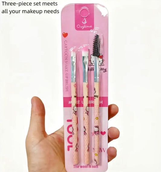 Hello Kitty Makeup Brush Set – 3 Piece (Pink)