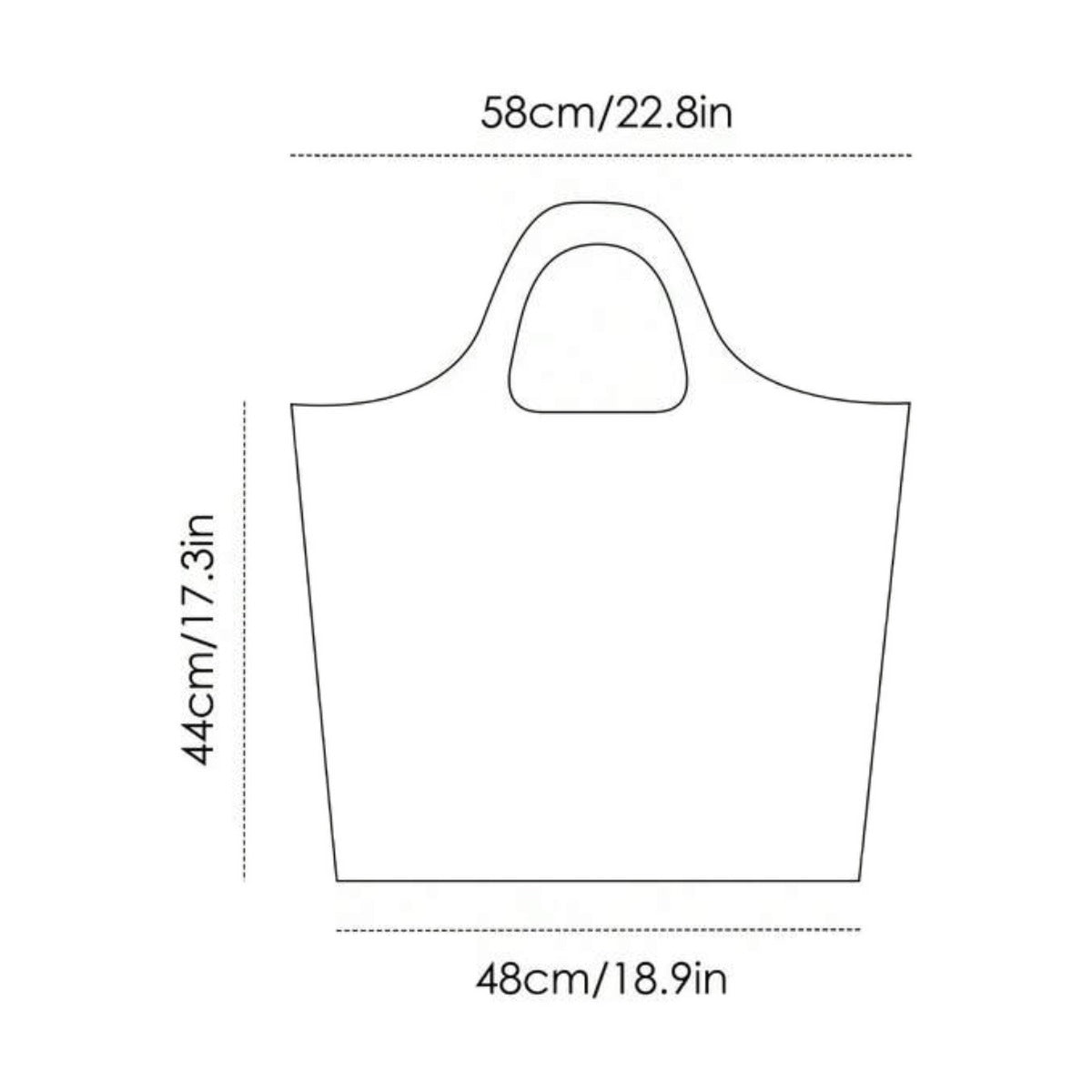 Care Bears red foldable tote dimensions on white background