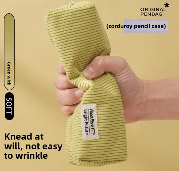 Soft corduroy zippered pencil case