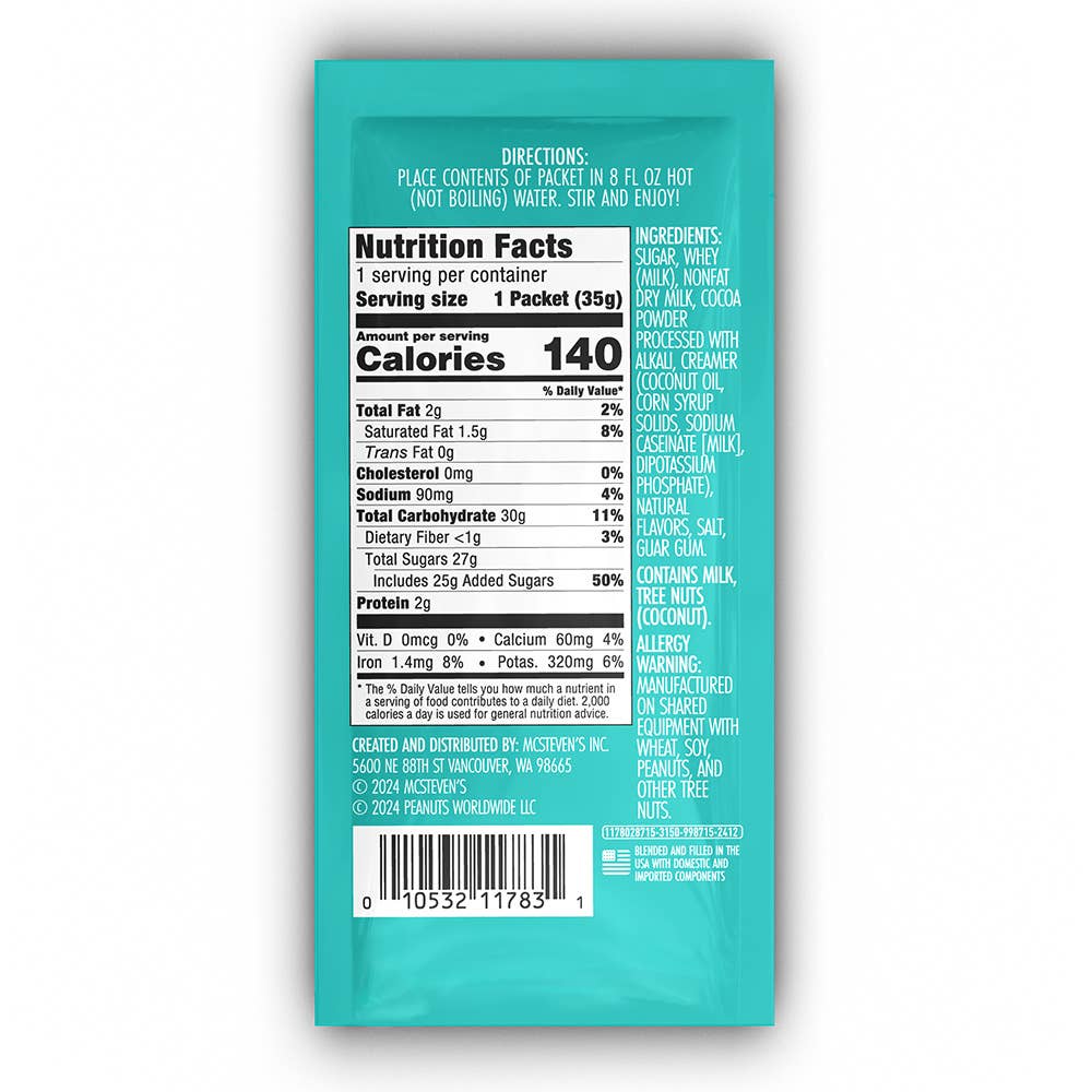 Peanuts Snoopy Bundled Up Chocolate Cocoa (1.25oz Packets)