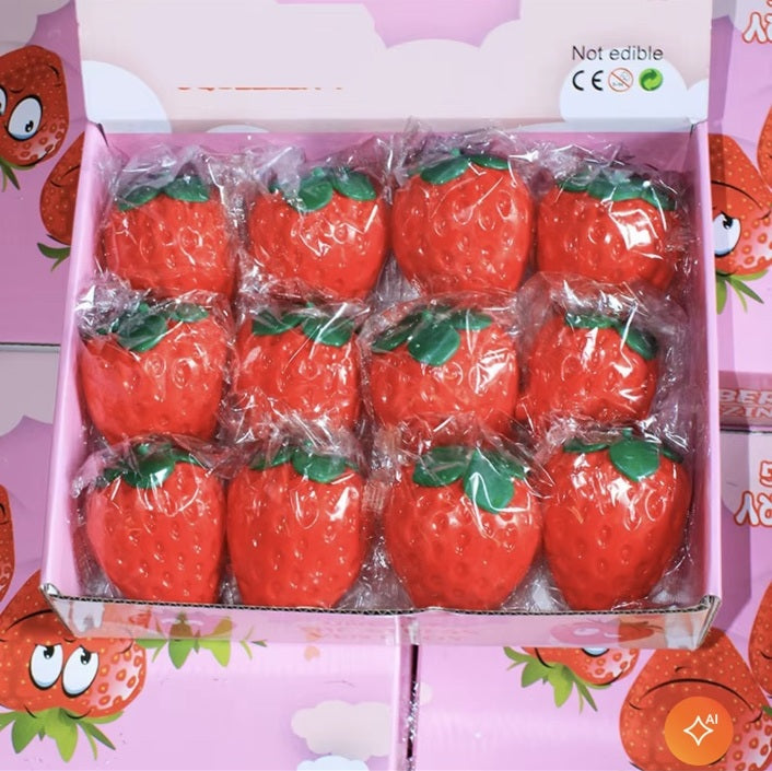 Strawberry squishy fidget toy red strawberry 8 cm