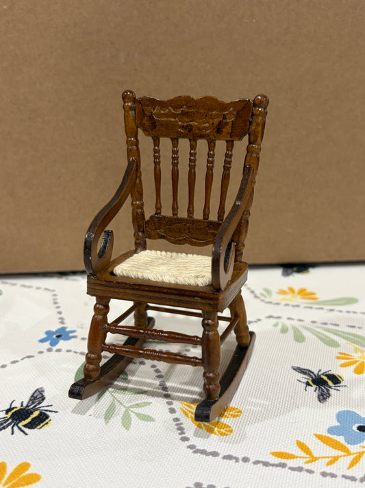 1:12 Scale Miniature Antique Wooden Rocking Chair