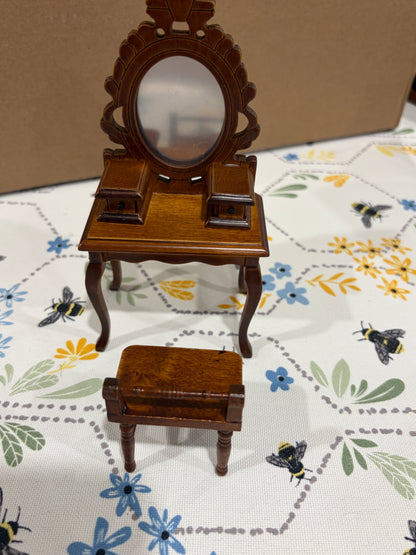 1:12 Scale Miniature Antique Vanity & Chair Set