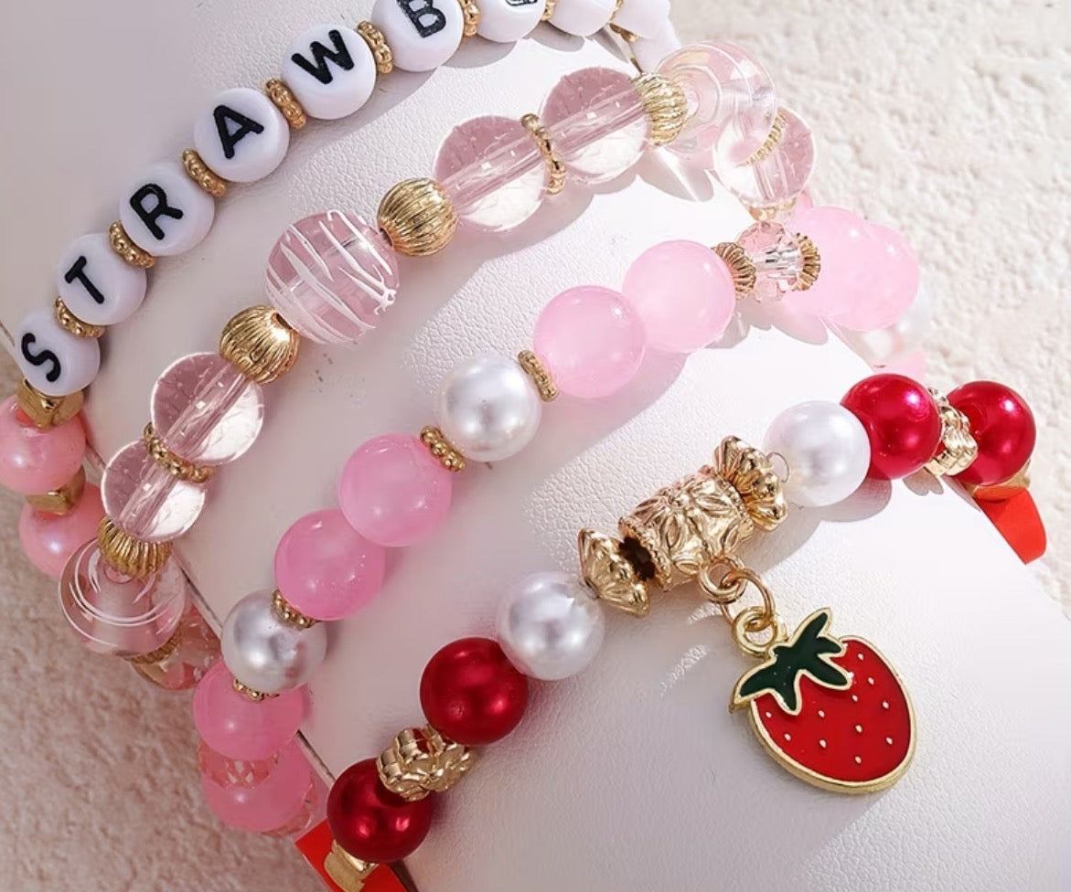 Strawberry beaded bracelets
