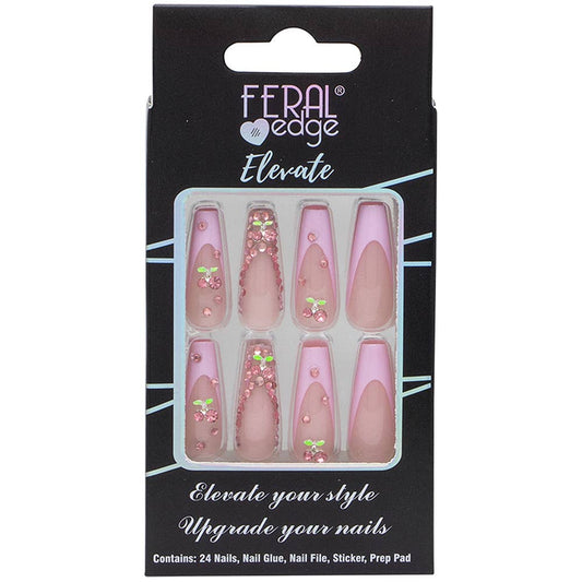 Pink Tip Cherry Bling Press-On Nails