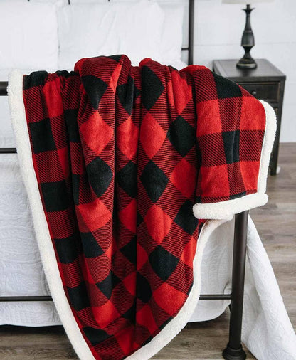 Sherpa Throw Blanket Buffalo Plaid