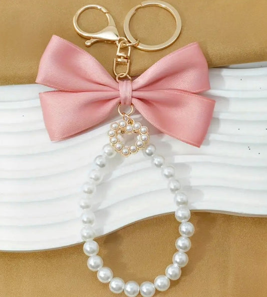 Women’s Elegant Bow & Beaded Bag Charm – European Style Accessory