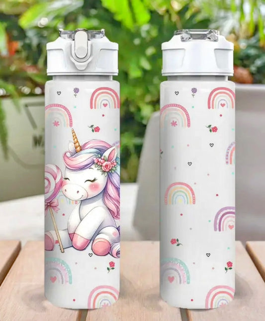 Unicorn Candy & Rainbow Water Bottle – Plastic