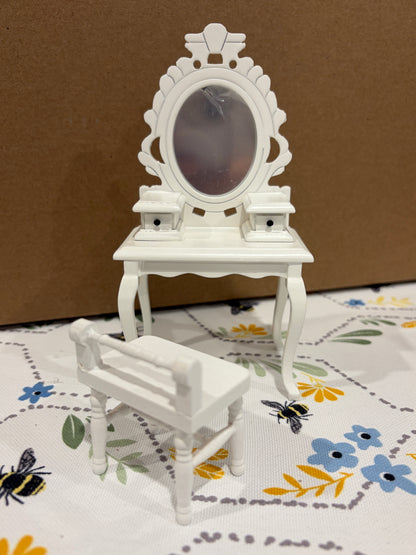 1:12 Scale Miniature Antique Vanity & Chair Set