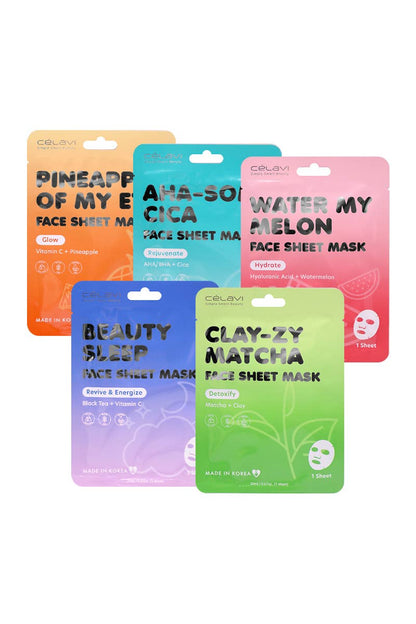 Rainbow Hyaluronic Face Sheet Mask - 5 Pack