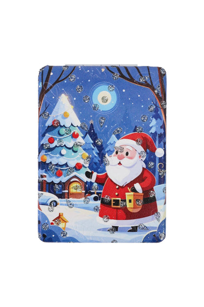 Blue Christmas Wonderland Glitter Compact Mirror