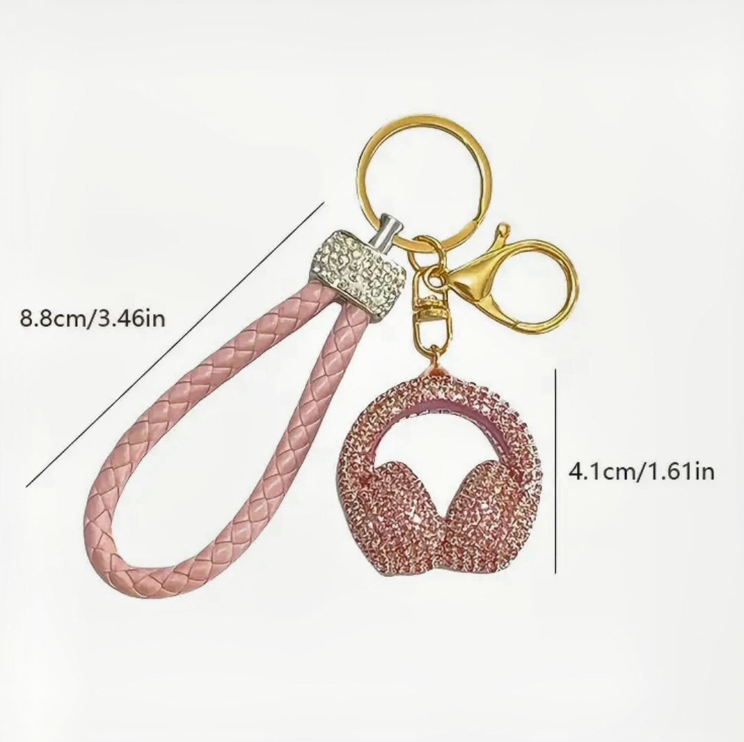 Braided Rope Rhinestone Headphone Bag Charm