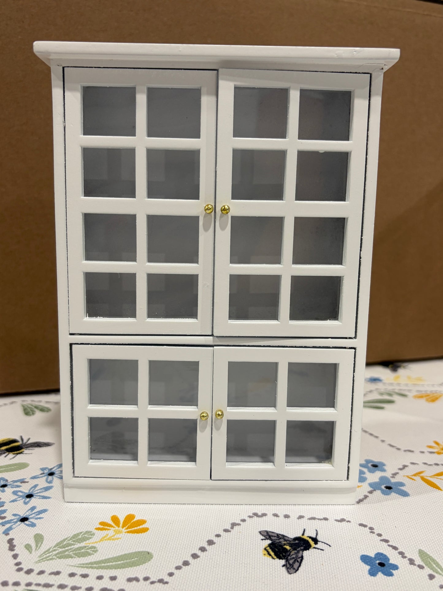 Miniature White Glass-Front Display Cabinet
