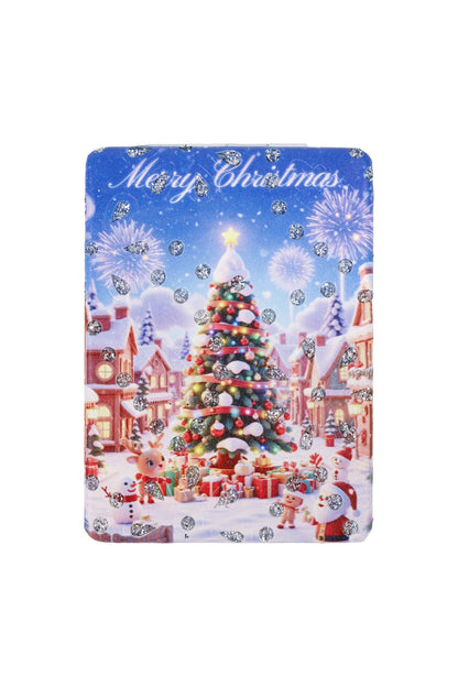 Blue Christmas Wonderland Glitter Compact Mirror