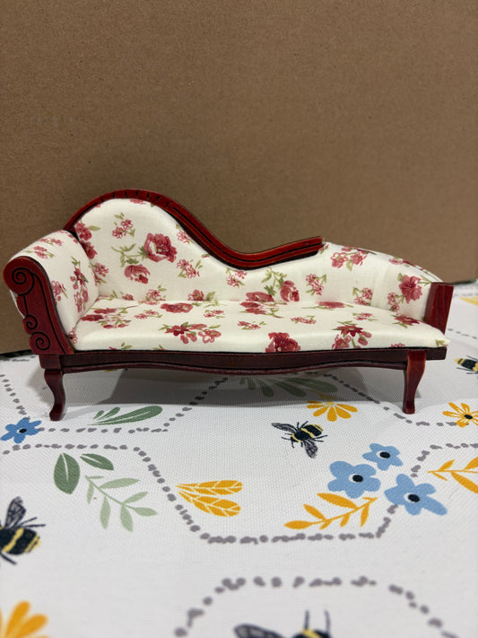 1:12 Scale Miniature Vintage Floral Chaise Lounge