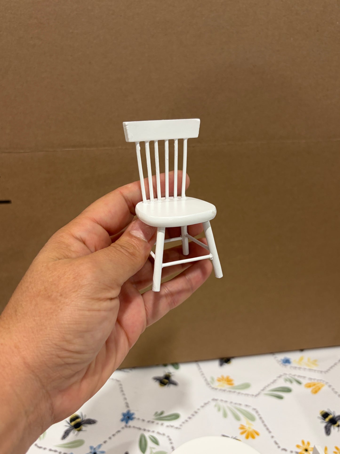 1:12 Scale Miniature White Round Dining Table & 2 Chairs Set