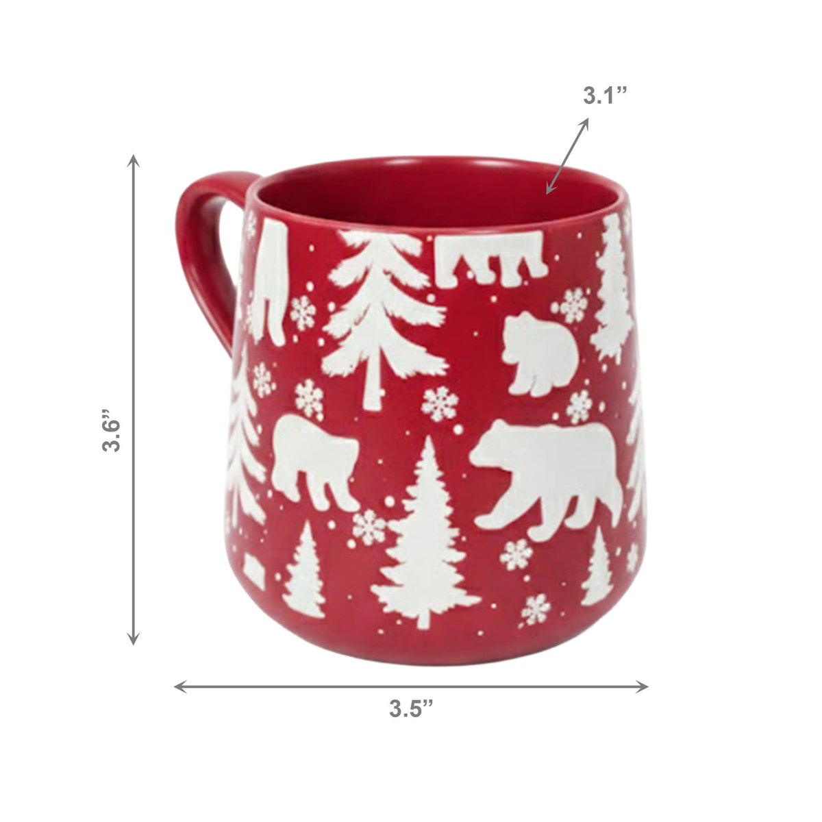 15.5 oz CERAMIC MUG BEARS & TREES ENGRAVED