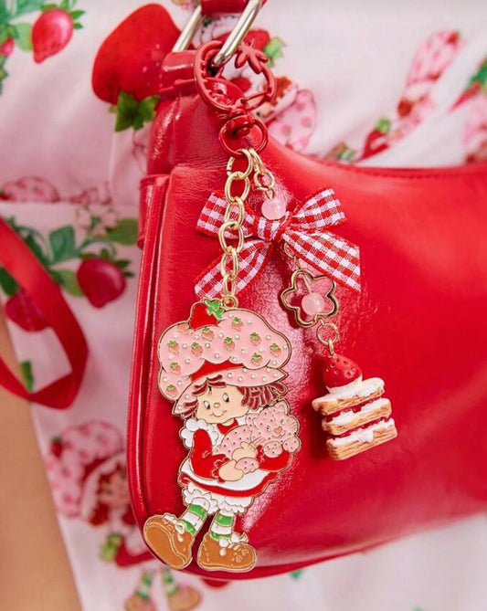 Strawberry Shortcake Bag Charm with Slice of Cake 🍓
