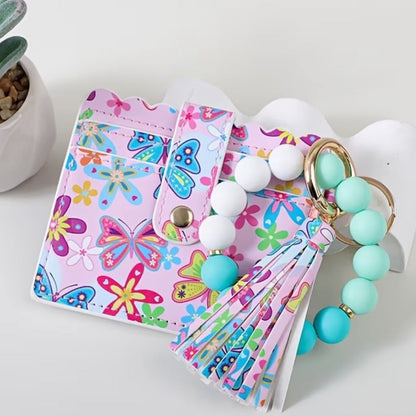 Beaded card wristlet wallet