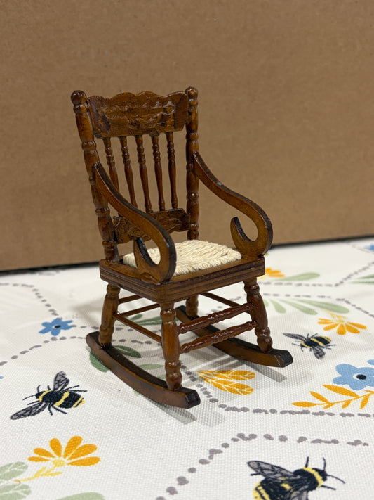 1:12 Scale Miniature Antique Wooden Rocking Chair