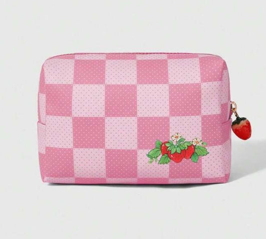 Strawberry Shortcake & Friends Pink Plaid Makeup Bag
