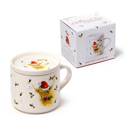 Christmas Highland Cow Porcelain Mug