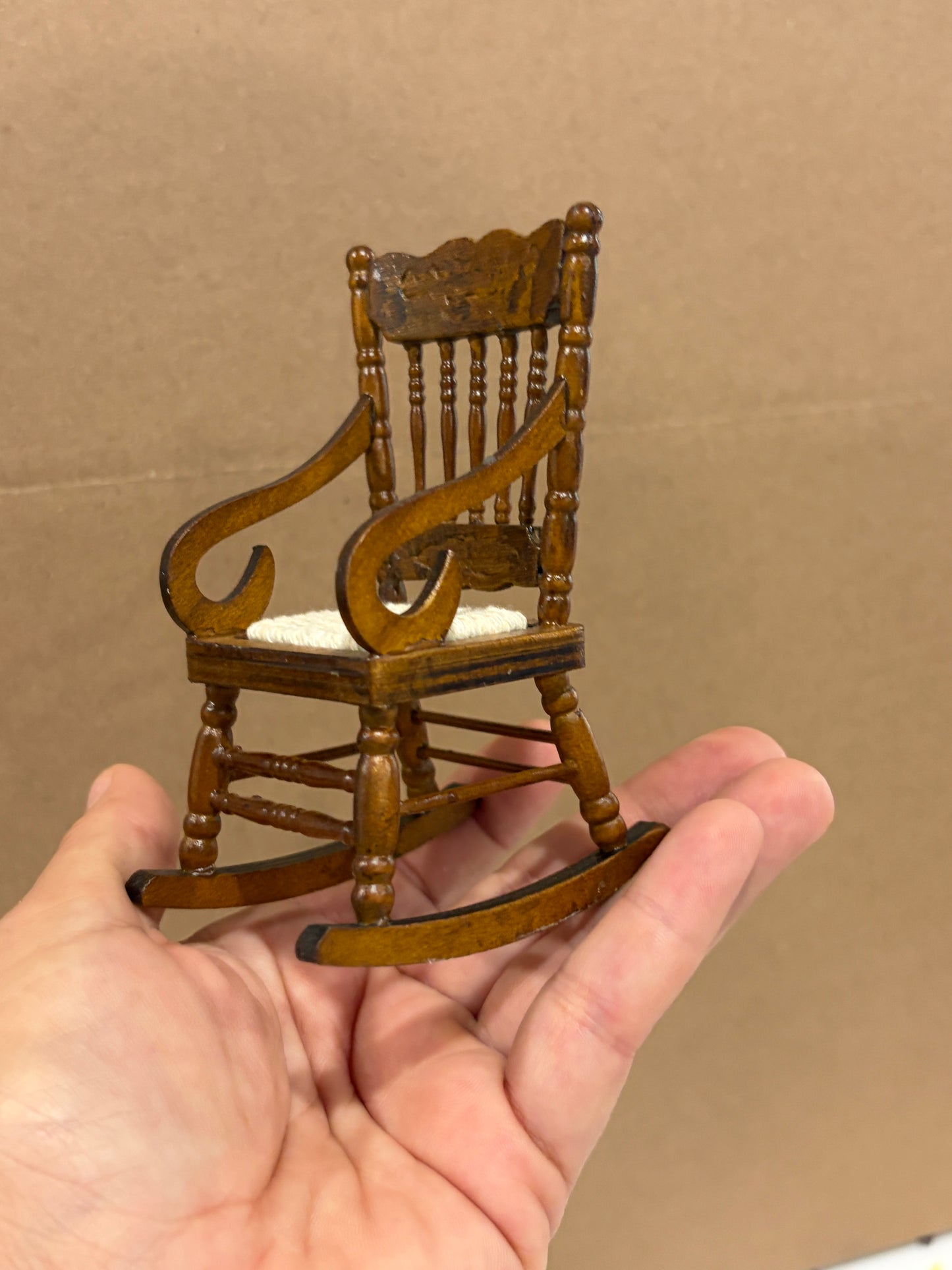 1:12 Scale Miniature Antique Wooden Rocking Chair