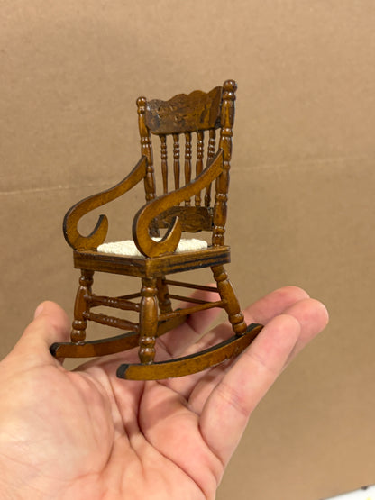 1:12 Scale Miniature Antique Wooden Rocking Chair