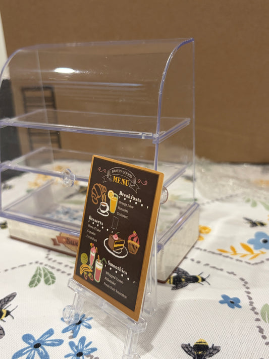 Miniature Bakery & Dessert Display Showcase with Menu Sign