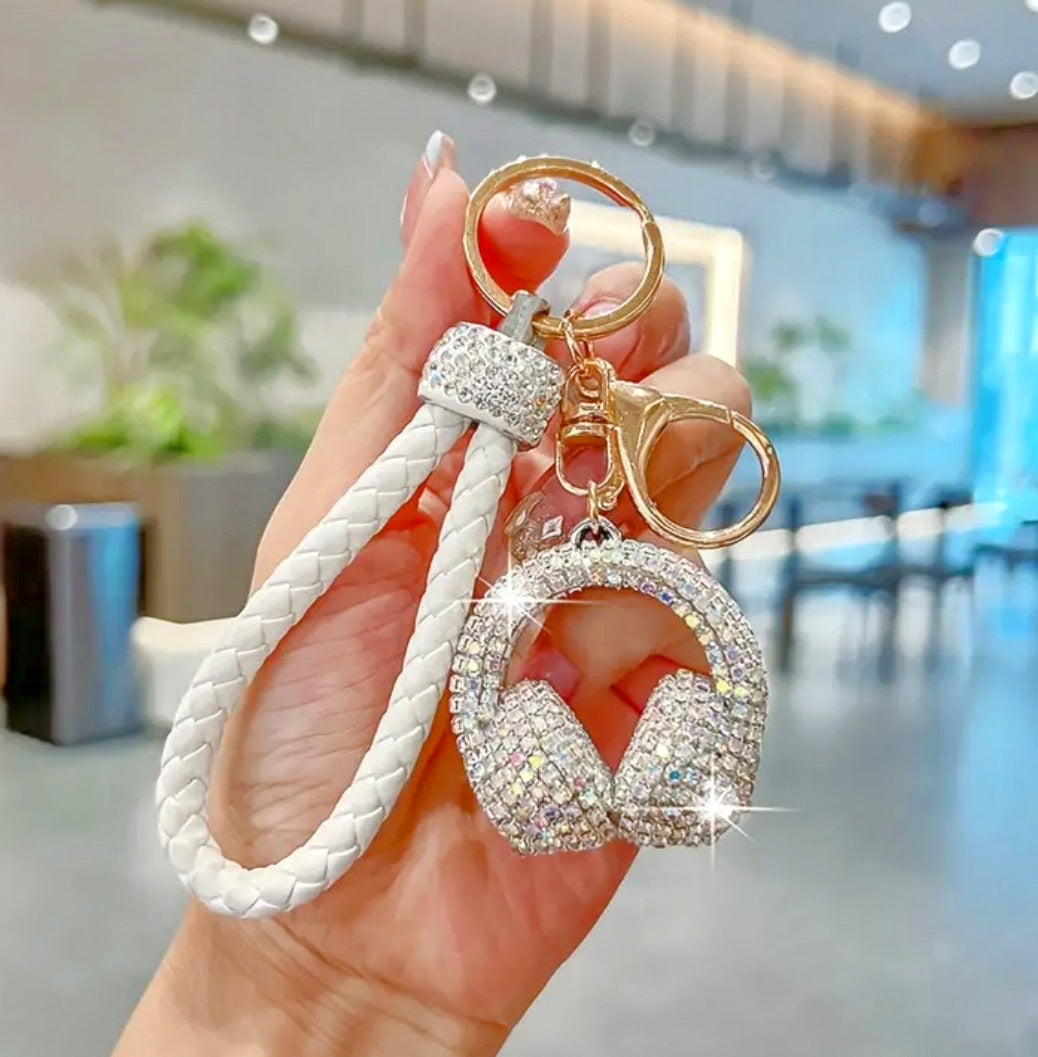 Braided Rope Rhinestone Headphone Bag Charm