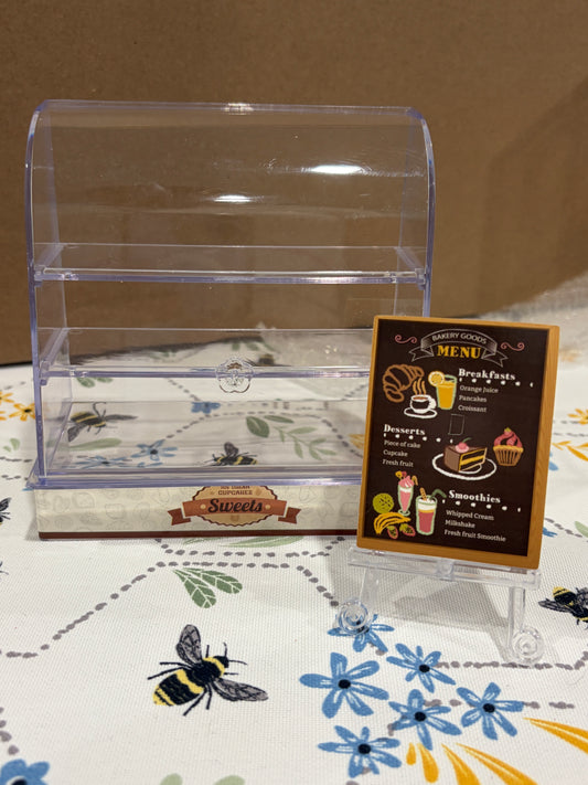 Miniature Bakery & Dessert Display Showcase with Menu Sign