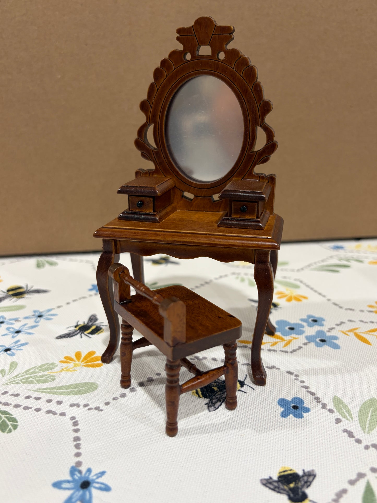 1:12 Scale Miniature Antique Vanity & Chair Set