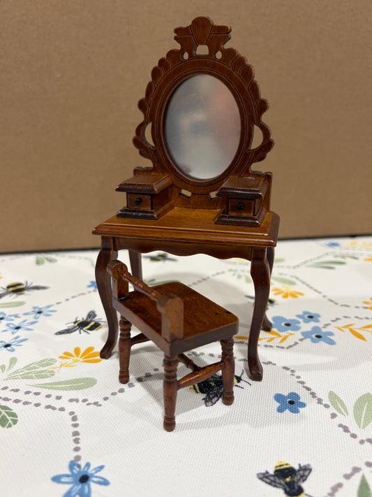 1:12 Scale Miniature Antique Vanity & Chair Set