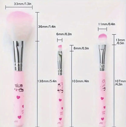 Hello Kitty Pink Cartoon Makeup Brush Set – 7 Piece