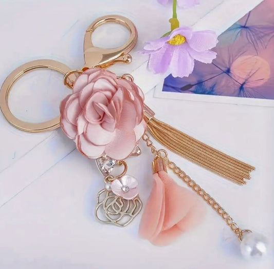 Fresh Floral Tassel Bag Charm