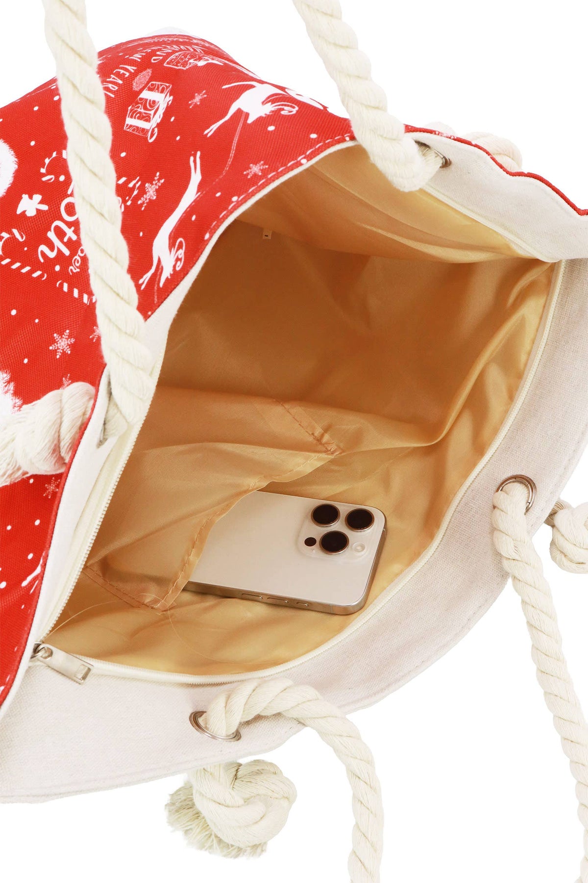 Christmas Winter Village Zipper Canvas Tote Bag
