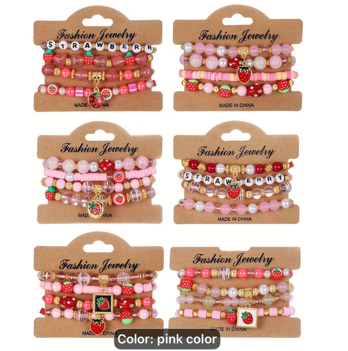 Strawberry beaded bracelets