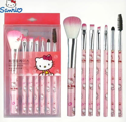 Hello Kitty Pink Cartoon Makeup Brush Set – 7 Piece