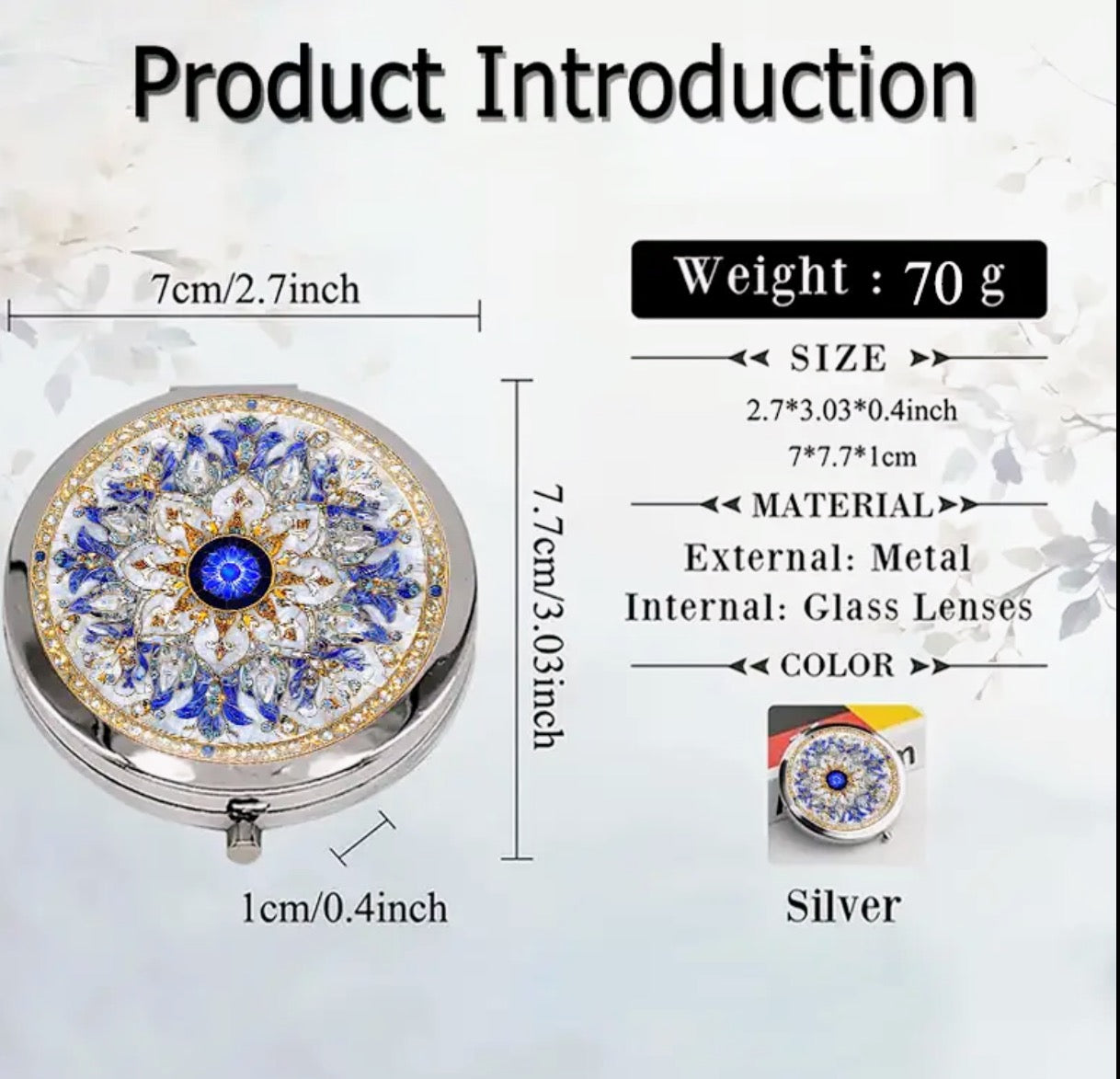 Elegant Blue Floral and Gemstone