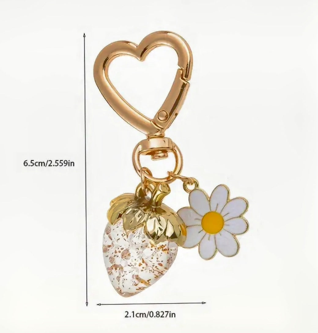 Resin Strawberry Flower Bag Charm